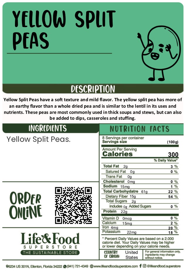 Split store peas nutrition