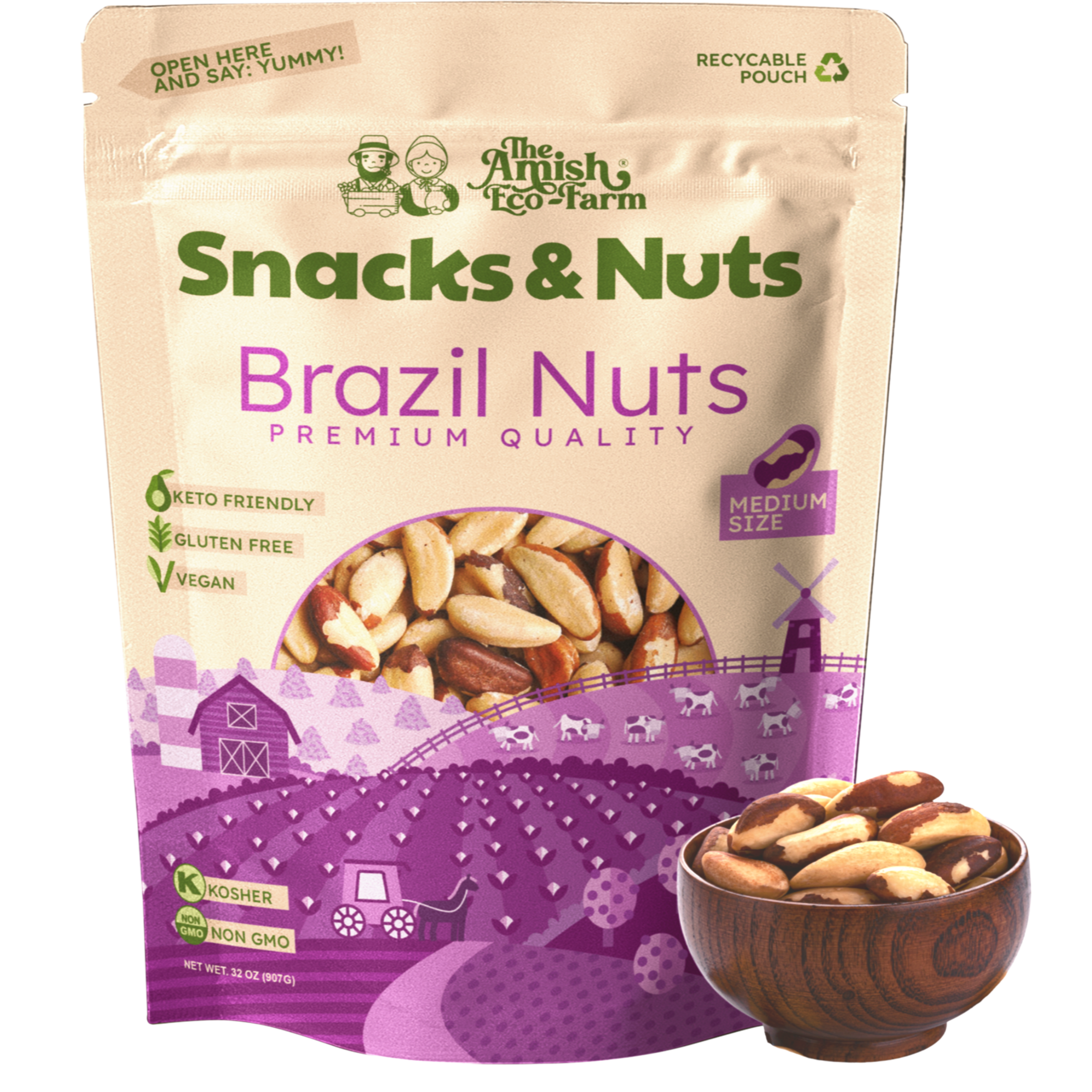  Brazil nuts, Raw Chopped with flour, Smooth Texture